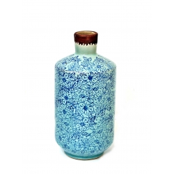 Wazon ceramiczny w kwiaty niebieski 24cm